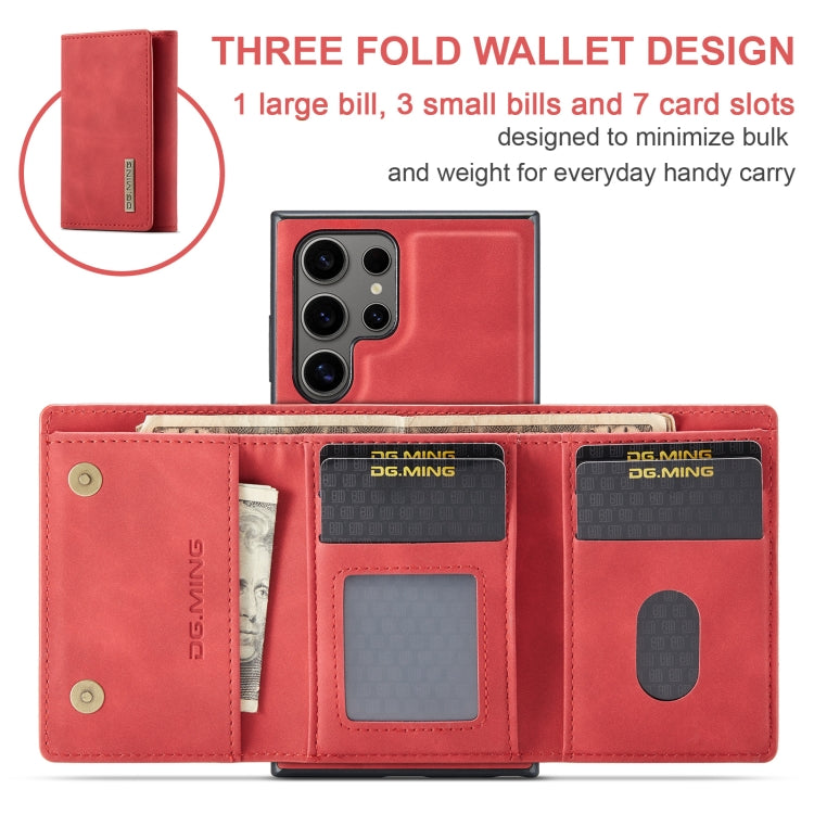 For Samsung Galaxy S24 Ultra 5G DG.MING M1 Series 3-Fold Multi Card Wallet + Magnetic Phone Case(Red) - Galaxy S24 Ultra 5G Cases by DG.MING | Online Shopping South Africa | PMC Jewellery | Buy Now Pay Later Mobicred