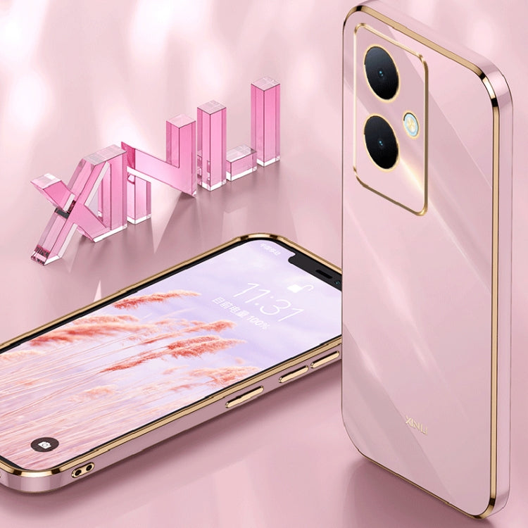 For vivo Y78+ XINLI Straight Edge 6D Electroplate TPU Phone Case(Black) - vivo Cases by XINLI | Online Shopping South Africa | PMC Jewellery | Buy Now Pay Later Mobicred