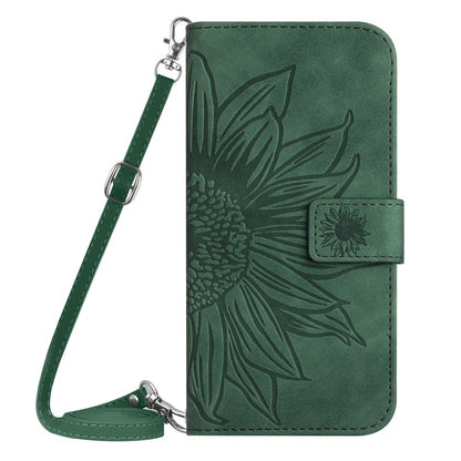 For Xiaomi Redmi Note 13 4G Global Skin Feel Sun Flower Embossed Flip Leather Phone Case with Lanyard(Green) - Note 13 Cases by PMC Jewellery | Online Shopping South Africa | PMC Jewellery | Buy Now Pay Later Mobicred