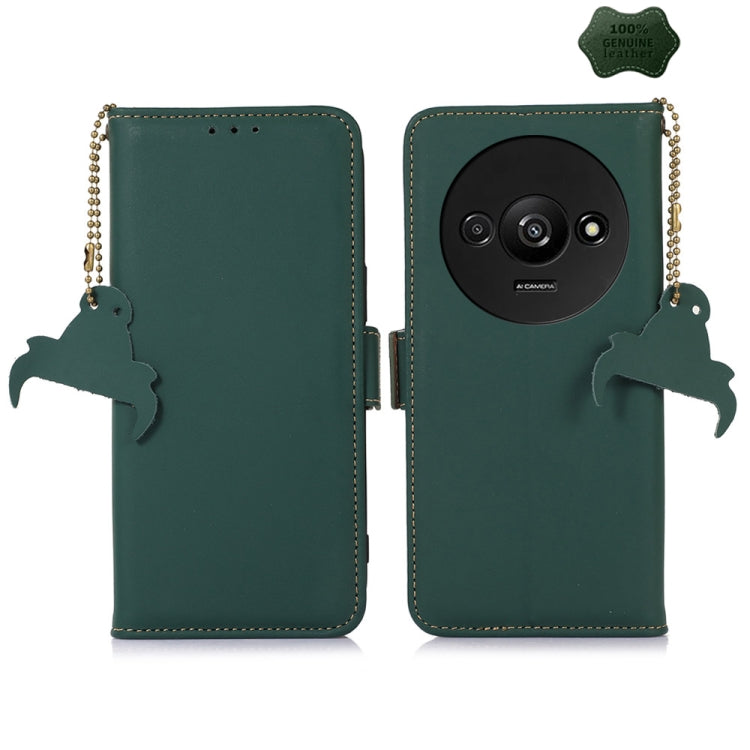 For Xiaomi Redmi A3 Genuine Leather Magnetic RFID Leather Phone Case(Green) - Xiaomi Cases by PMC TechLife | Online Shopping South Africa | PMC TechLife | Buy Now Pay Later Mobicred