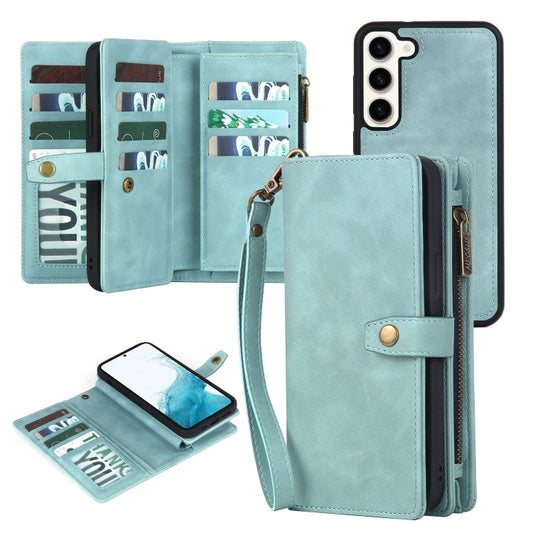 For Samsung Galaxy A14 5G Zipper Wallet Detachable MagSafe Leather Phone Case(Blue) - Galaxy Phone Cases by PMC Jewellery | Online Shopping South Africa | PMC Jewellery