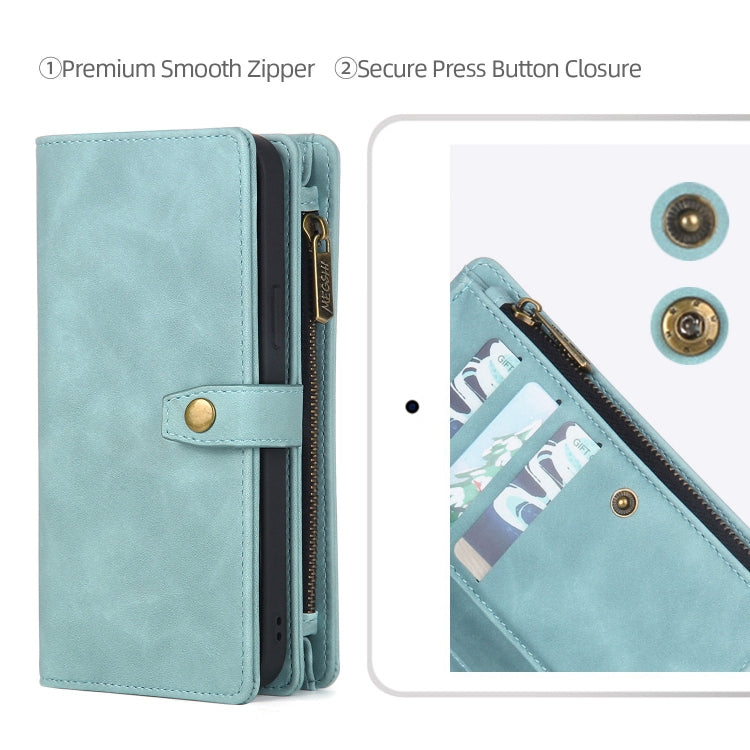 For Samsung Galaxy A42 5G Zipper Wallet Detachable MagSafe Leather Phone Case(Blue) - Galaxy Phone Cases by PMC TechLife | Online Shopping South Africa | PMC TechLife