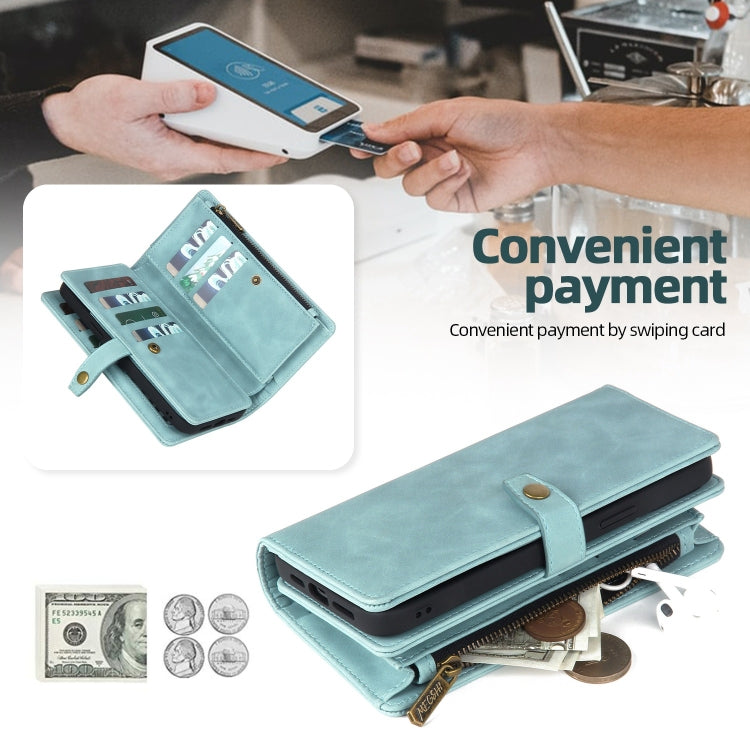 For Samsung Galaxy A71 4G Zipper Wallet Detachable MagSafe Leather Phone Case(Blue) - Galaxy Phone Cases by PMC TechLife | Online Shopping South Africa | PMC TechLife