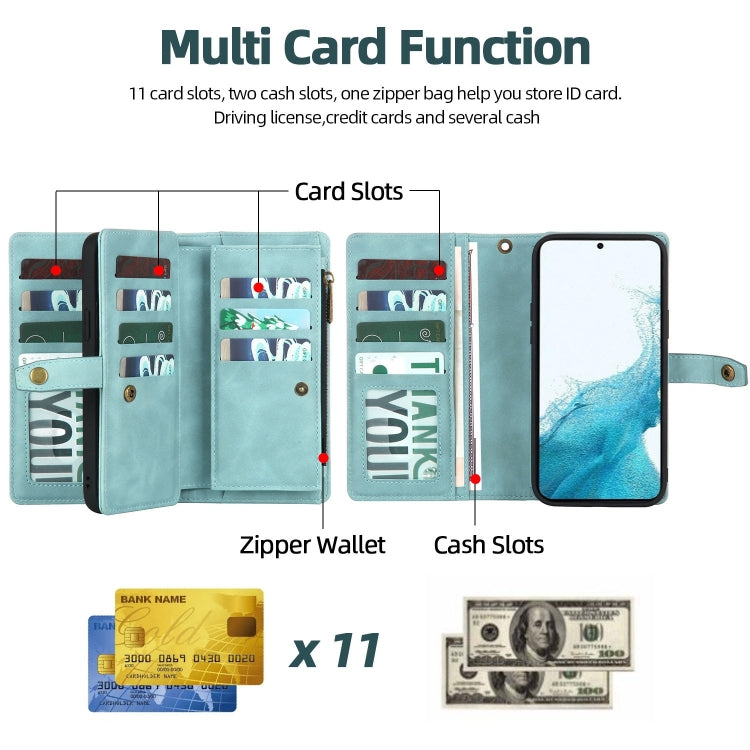For Samsung Galaxy A73 5G Zipper Wallet Detachable MagSafe Leather Phone Case(Blue) - Galaxy Phone Cases by PMC TechLife | Online Shopping South Africa | PMC TechLife