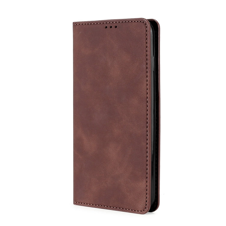 For Xiaomi Redmi 12 4G Skin Feel Magnetic Leather Phone Case(Dark Brown) - Xiaomi Cases by PMC Jewellery | Online Shopping South Africa | PMC Jewellery | Buy Now Pay Later Mobicred