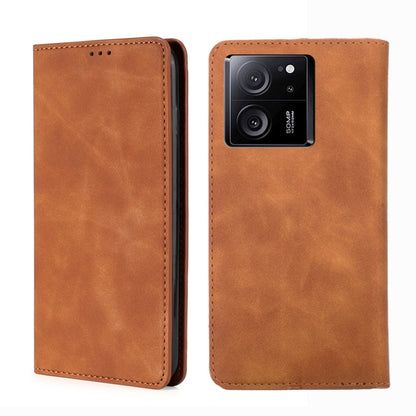 For Xiaomi Redmi K60 Ultra Skin Feel Magnetic Leather Phone Case(Light Brown) - Redmi K60 Ultra Cases by PMC Jewellery | Online Shopping South Africa | PMC Jewellery | Buy Now Pay Later Mobicred