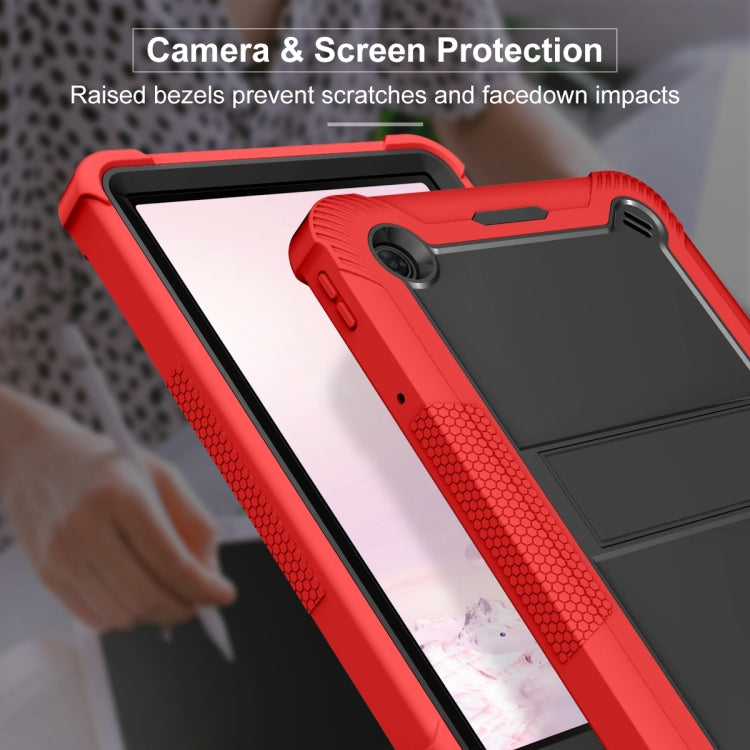 For TCL Tab 10 5G Shockproof Silicone Hybrid PC Tablet Case with Holder(Black + Red) - Others by PMC TechLife | Online Shopping South Africa | PMC TechLife | Buy Now Pay Later Mobicred