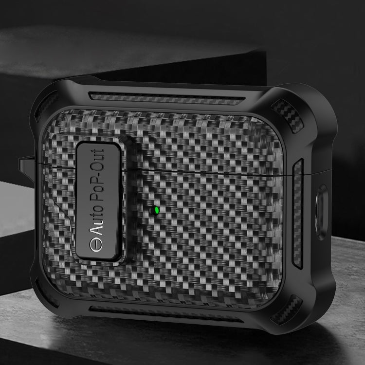 For AirPods Pro Alpha Carbon Fiber Wireless Bluetooth Earphone Protective Case(Black) - For AirPods Pro by PMC Jewellery | Online Shopping South Africa | PMC Jewellery | Buy Now Pay Later Mobicred
