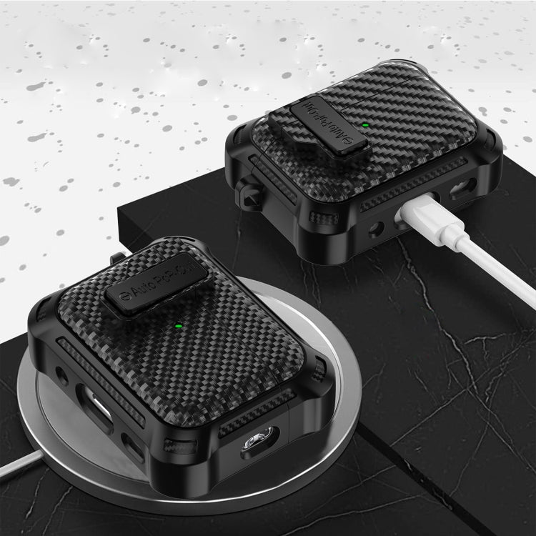 For AirPods Pro Alpha Carbon Fiber Wireless Bluetooth Earphone Protective Case(Black) - For AirPods Pro by PMC Jewellery | Online Shopping South Africa | PMC Jewellery | Buy Now Pay Later Mobicred