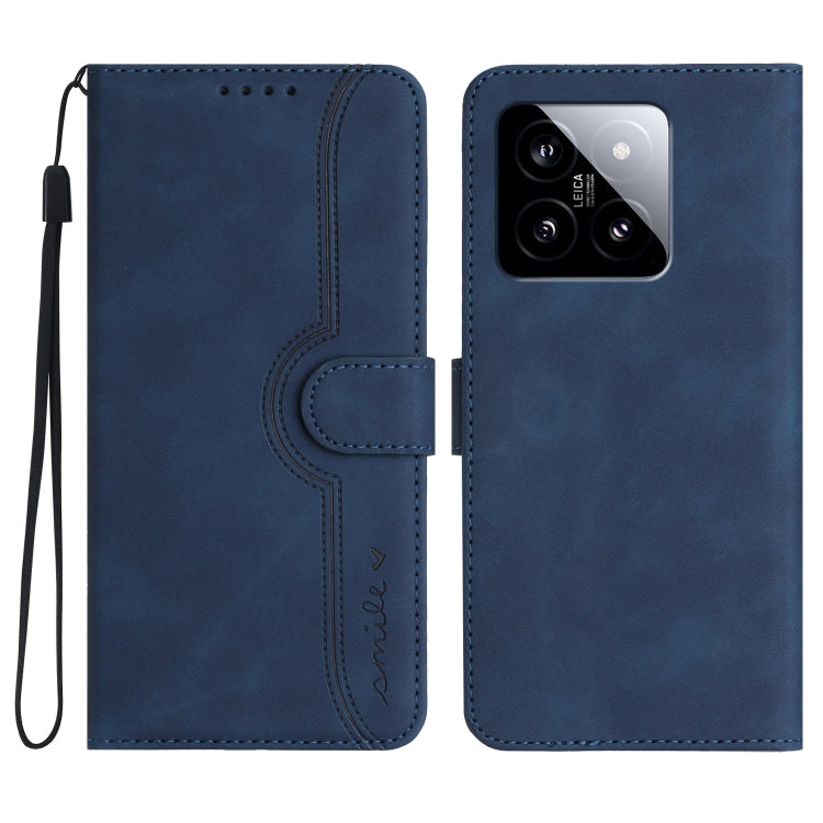 For Xiaomi 14 Heart Pattern Skin Feel Leather Phone Case(Royal Blue) - 14 Cases by PMC Jewellery | Online Shopping South Africa | PMC Jewellery | Buy Now Pay Later Mobicred