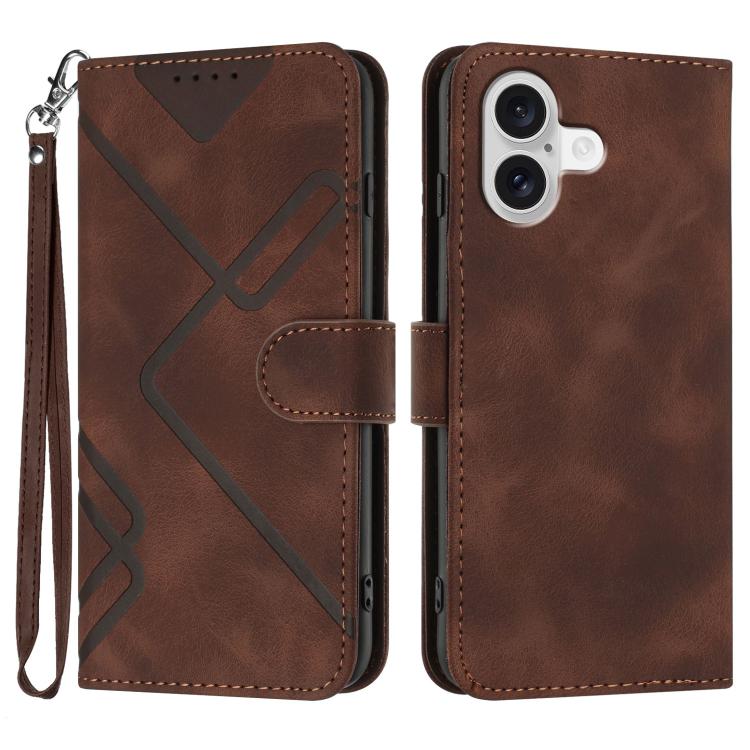 For iPhone 17 Line Pattern Skin Feel Leather Phone Case(Coffee) - free shipping - PMc TechLife - Order now!