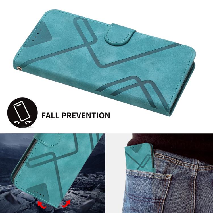For iPhone 17 Pro Max Line Pattern Skin Feel Leather Phone Case(Light Blue) - free shipping - PMc TechLife - Order now!