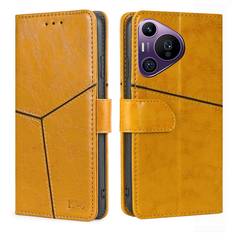 For Huawei Pura 70 Pro / 70 Pro+ 5G Geometric Stitching Leather Phone Case(Yellow) - Huawei Cases by PMC Jewellery | Online Shopping South Africa | PMC Jewellery | Buy Now Pay Later Mobicred