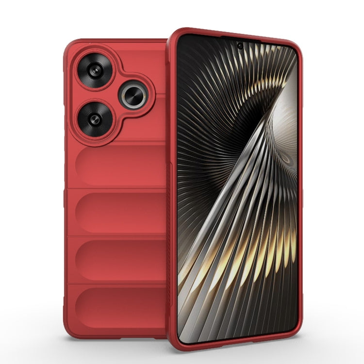 For Xiaomi Redmi Turbo 3 5G Magic Shield TPU + Flannel Phone Case(Red) - Xiaomi Cases by PMC TechLife | Online Shopping South Africa | PMC TechLife | Buy Now Pay Later Mobicred