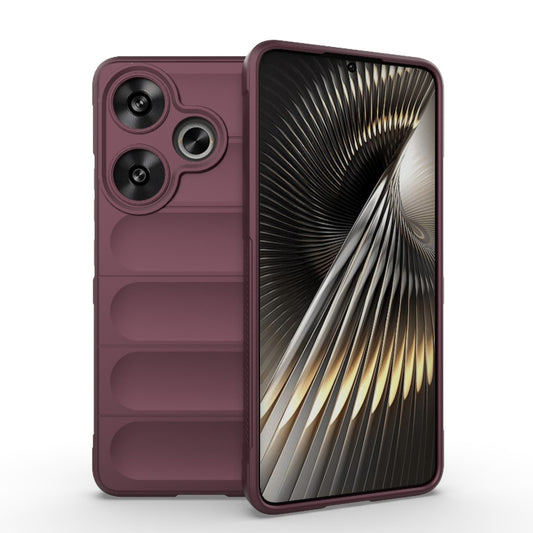 For Xiaomi Redmi Turbo 3 5G Magic Shield TPU + Flannel Phone Case(Wine Red) - Xiaomi Cases by PMC Jewellery | Online Shopping South Africa | PMC Jewellery | Buy Now Pay Later Mobicred