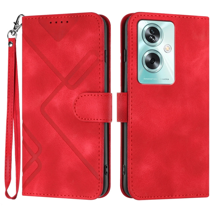 For OPPO A79 Line Pattern Skin Feel Leather Phone Case(Red) - OPPO Cases by PMC Jewellery | Online Shopping South Africa | PMC Jewellery | Buy Now Pay Later Mobicred