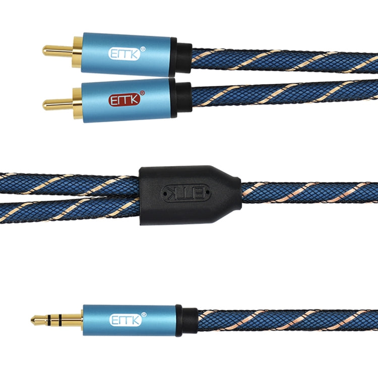 EMK 3.5mm Jack Male to 2 x RCA Male Gold Plated Connector Speaker Audio Cable, Cable Length:1m(Dark Blue) - Audio Optical Cables by EMK | Online Shopping South Africa | PMC Jewellery | Buy Now Pay Later Mobicred