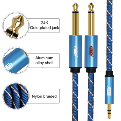 EMK 3.5mm Jack Male to 2 x 6.35mm Jack Male Gold Plated Connector Nylon Braid AUX Cable for Computer / X-BOX / PS3 / CD / DVD, Cable Length:2m(Dark Blue) - Audio Optical Cables by PMC Jewellery | Online Shopping South Africa | PMC Jewellery | Buy Now Pay Later Mobicred