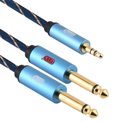 EMK 3.5mm Jack Male to 2 x 6.35mm Jack Male Gold Plated Connector Nylon Braid AUX Cable for Computer / X-BOX / PS3 / CD / DVD, Cable Length:3m(Dark Blue) - Audio Optical Cables by PMC Jewellery | Online Shopping South Africa | PMC Jewellery | Buy Now Pay Later Mobicred