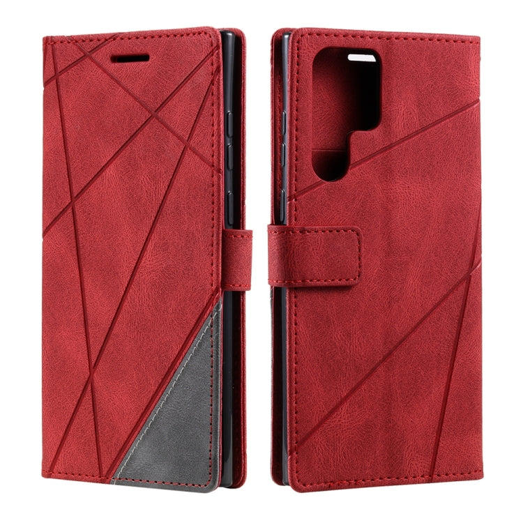 For Samsung Galaxy S24 Ultra 5G Skin Feel Splicing Leather Phone Case(Red) - Galaxy S24 Ultra 5G Cases by PMC Jewellery | Online Shopping South Africa | PMC Jewellery