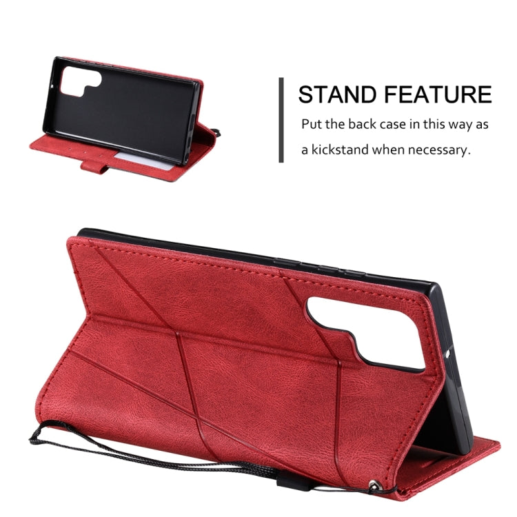 For Samsung Galaxy S24 Ultra 5G Skin Feel Splicing Leather Phone Case(Red) - Galaxy S24 Ultra 5G Cases by PMC TechLife | Online Shopping South Africa | PMC TechLife | Buy Now Pay Later Mobicred