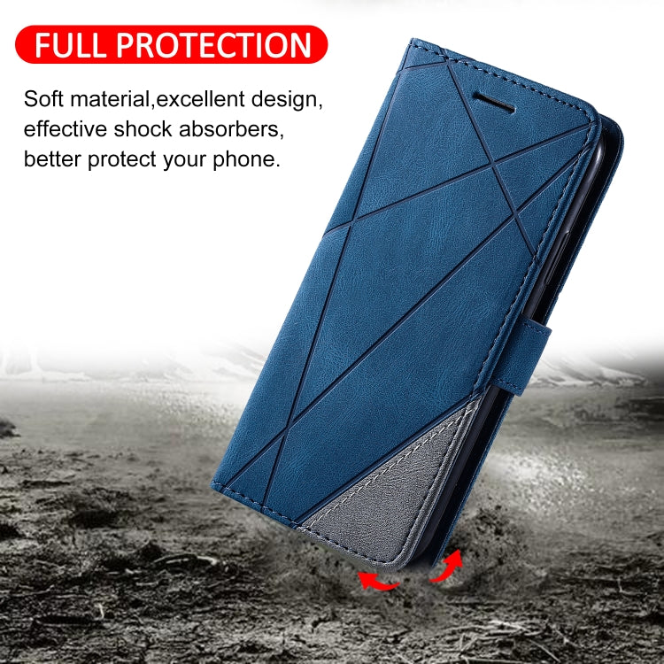 For OPPO A58 4G Skin Feel Splicing Leather Phone Case(Blue) - OPPO Cases by PMC TechLife | Online Shopping South Africa | PMC TechLife