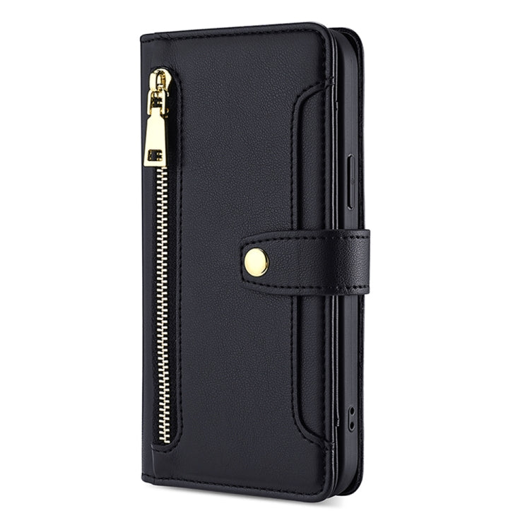For Nokia G11 Plus Lite Sheep Texture Cross-body Zipper Wallet Leather Phone Case(Black) - Nokia Cases by PMC TechLife | Online Shopping South Africa | PMC TechLife | Buy Now Pay Later Mobicred