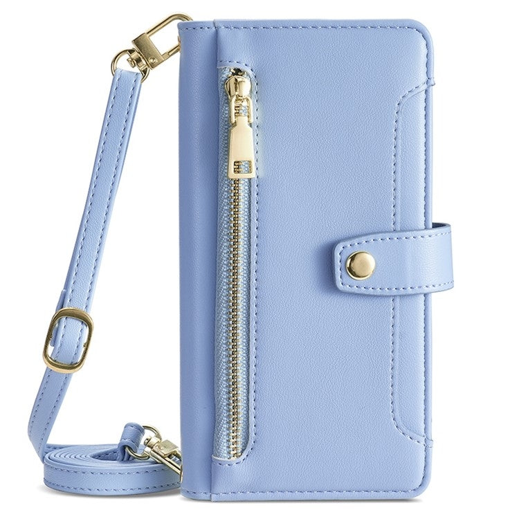 For Honor Magic6 5G Sheep Texture Cross-body Zipper Wallet Leather Phone Case(Blue) - Honor Cases by PMC TechLife | Online Shopping South Africa | PMC TechLife | Buy Now Pay Later Mobicred