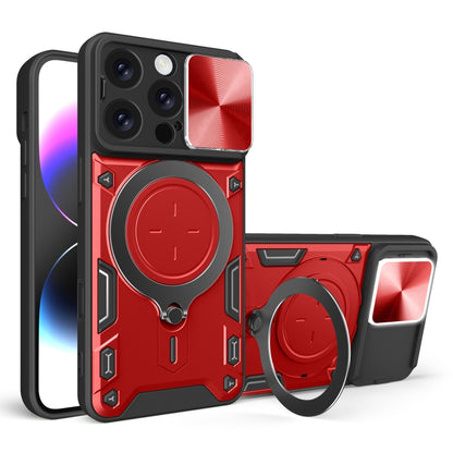 For iPhone 16 Pro CD Texture Sliding Camshield Magnetic Holder Phone Case(Red) - iPhone 16 Pro Cases by PMC Jewellery | Online Shopping South Africa | PMC Jewellery | Buy Now Pay Later Mobicred