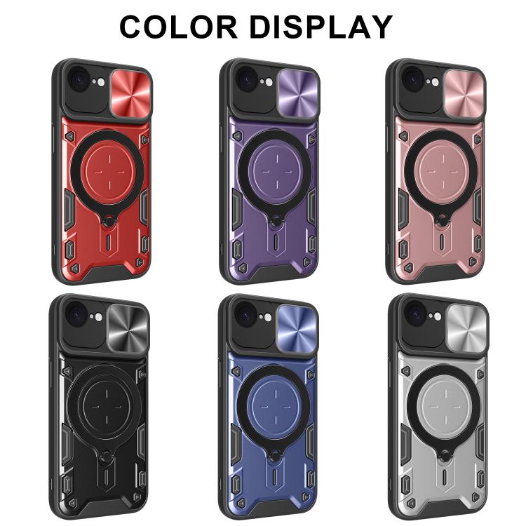 For iPhone 16e CD Texture Sliding Camshield Magnetic Holder Phone Case(Black) - iPhone 16e Cases by PMC TechLife | Online Shopping South Africa | PMC TechLife | Buy Now Pay Later Mobicred