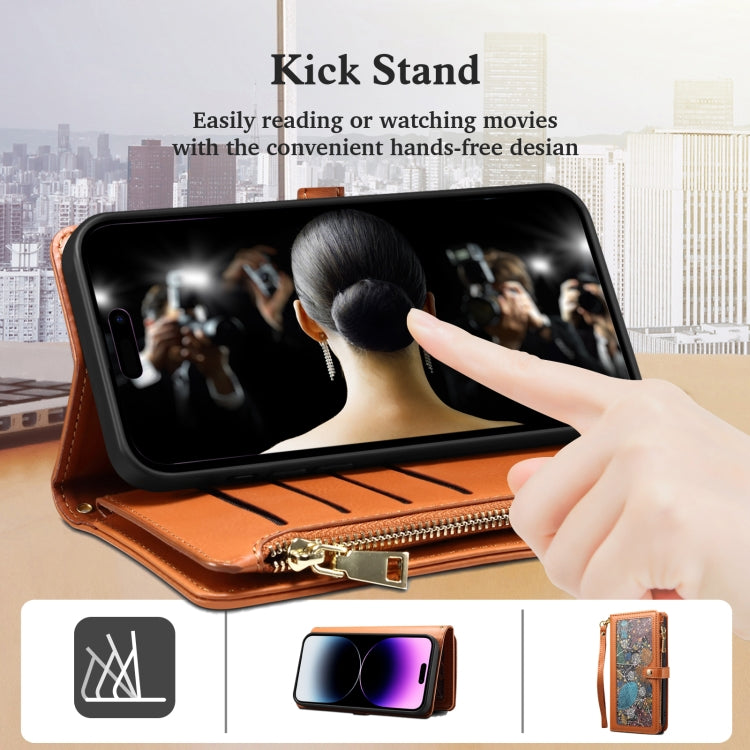 For Google Pixel 8 ESEBLE Star Series Lanyard Zipper Wallet RFID Leather Case(Brown) - free shipping - PMC TechLife - Order now!