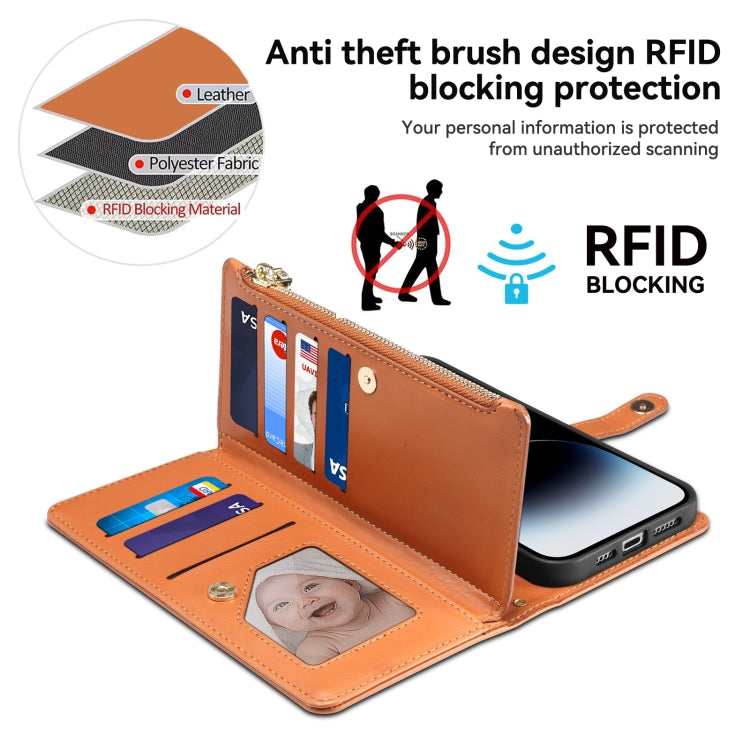 For Google Pixel 8A ESEBLE Star Series Lanyard Zipper Wallet RFID Leather Case(Brown) - Google Cases by ESEBLE | Online Shopping South Africa | PMC TechLife | Buy Now Pay Later Mobicred