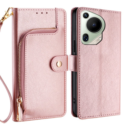 For Huawei Pura 70 Ultra 5G Zipper Bag Leather Phone Case(Rose Gold) - Huawei Cases by PMC Jewellery | Online Shopping South Africa | PMC Jewellery | Buy Now Pay Later Mobicred