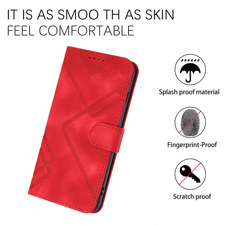 For Xiaomi Redmi Note 13 4G Line Pattern Skin Feel Leather Phone Case(Red) - Note 13 Cases by PMC Jewellery | Online Shopping South Africa | PMC Jewellery | Buy Now Pay Later Mobicred