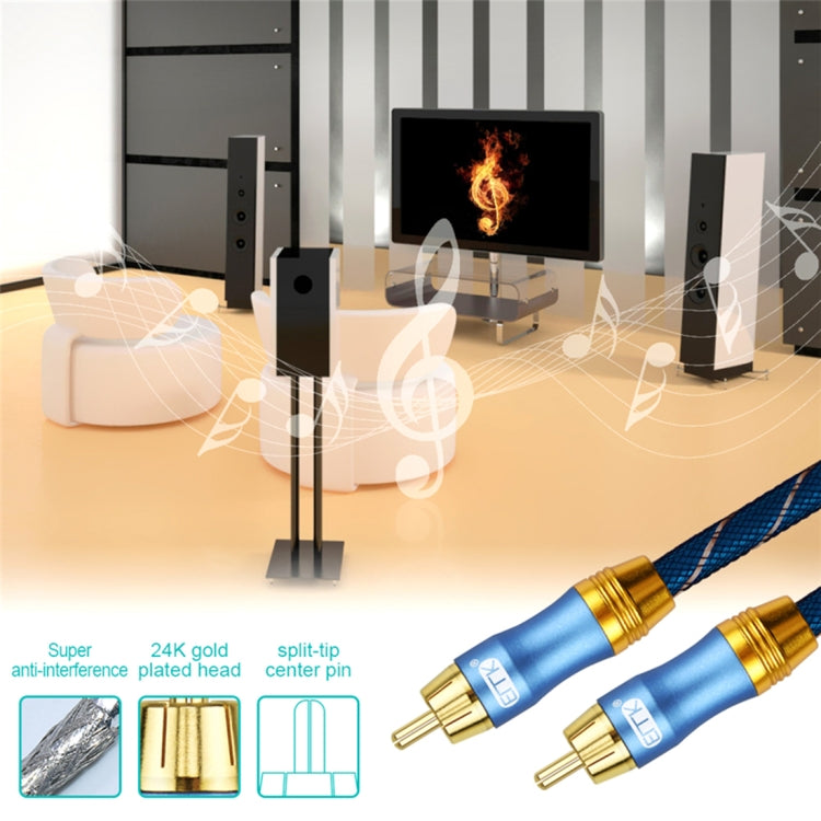 EMK 2 x RCA Male to 2 x RCA Male Gold Plated Connector Nylon Braid Coaxial Audio Cable for TV / Amplifier / Home Theater / DVD, Cable Length:1.5m(Dark Blue) - Audio Optical Cables by EMK | Online Shopping South Africa | PMC Jewellery | Buy Now Pay Later Mobicred