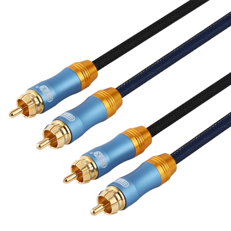 EMK 2 x RCA Male to 2 x RCA Male Gold Plated Connector Nylon Braid Coaxial Audio Cable for TV / Amplifier / Home Theater / DVD, Cable Length:2m(Dark Blue) - Audio Optical Cables by EMK | Online Shopping South Africa | PMC Jewellery | Buy Now Pay Later Mobicred