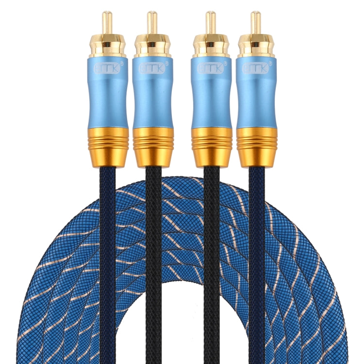 EMK 2 x RCA Male to 2 x RCA Male Gold Plated Connector Nylon Braid Coaxial Audio Cable for TV / Amplifier / Home Theater / DVD, Cable Length:5m(Dark Blue) - Audio Optical Cables by EMK | Online Shopping South Africa | PMC Jewellery | Buy Now Pay Later Mobicred