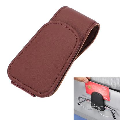 Car Sun Visor Glasses Holder Multifunctional Card Clip Storage Rack(Wine Red) - Sunglasses & Glasses Clips by PMC Jewellery | Online Shopping South Africa | PMC Jewellery | Buy Now Pay Later Mobicred