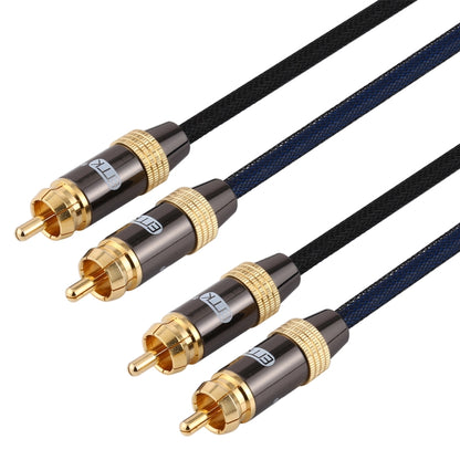 EMK 2 x RCA Male to 2 x RCA Male Gold Plated Connector Nylon Braid Coaxial Audio Cable for TV / Amplifier / Home Theater / DVD, Cable Length:1m(Black) - Audio Optical Cables by EMK | Online Shopping South Africa | PMC Jewellery | Buy Now Pay Later Mobicred