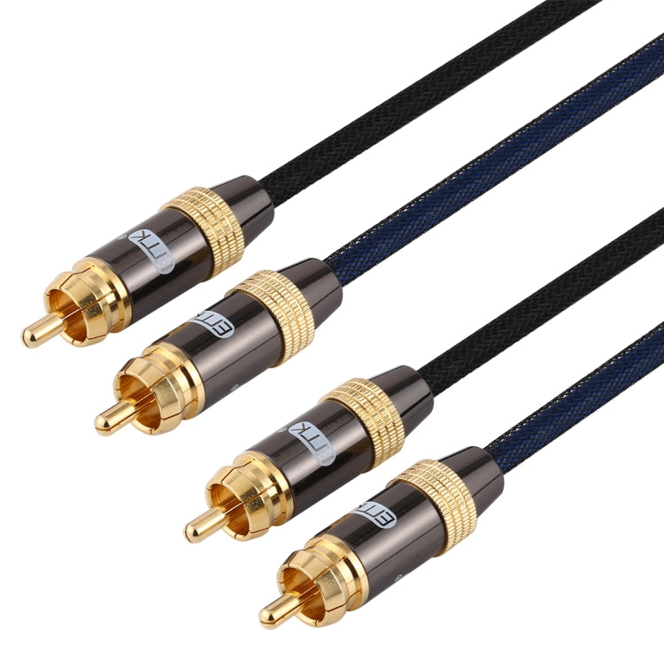 EMK 2 x RCA Male to 2 x RCA Male Gold Plated Connector Nylon Braid Coaxial Audio Cable for TV / Amplifier / Home Theater / DVD, Cable Length:2m(Black) - Audio Optical Cables by EMK | Online Shopping South Africa | PMC Jewellery | Buy Now Pay Later Mobicred