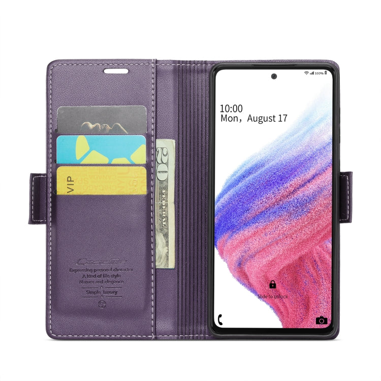 For Samsung Galaxy A53 CaseMe 023 Butterfly Buckle Litchi Texture RFID Anti-theft Leather Phone Case(Pearly Purple) - Galaxy Phone Cases by CaseMe | Online Shopping South Africa | PMC Jewellery | Buy Now Pay Later Mobicred