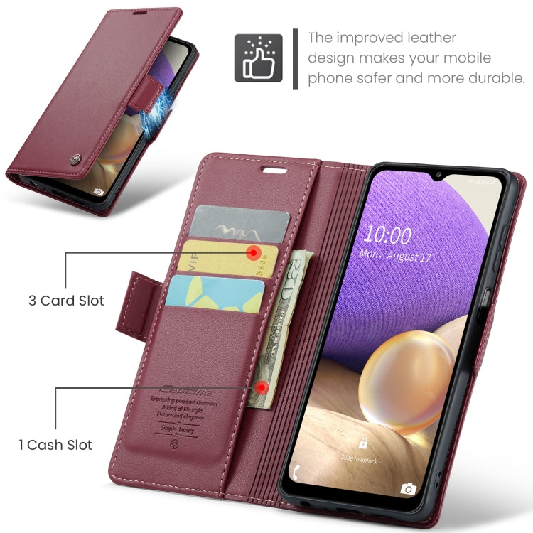 For Samsung Galaxy A32 5G / M32 5G CaseMe 023 Butterfly Buckle Litchi Texture RFID Anti-theft Leather Phone Case(Wine Red) - Galaxy Phone Cases by CaseMe | Online Shopping South Africa | PMC Jewellery | Buy Now Pay Later Mobicred