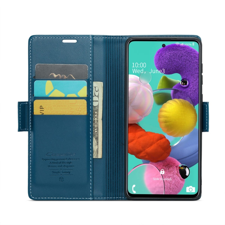 For Samsung Galaxy A51 4G/M40s CaseMe 023 Butterfly Buckle Litchi Texture RFID Anti-theft Leather Phone Case(Blue) - Galaxy Phone Cases by CaseMe | Online Shopping South Africa | PMC Jewellery | Buy Now Pay Later Mobicred