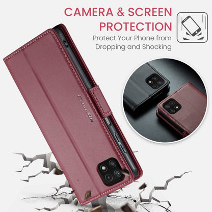 For Samsung Galaxy A22 5G CaseMe 023 Butterfly Buckle Litchi Texture RFID Anti-theft Leather Phone Case(Wine Red) - Galaxy Phone Cases by CaseMe | Online Shopping South Africa | PMC Jewellery | Buy Now Pay Later Mobicred