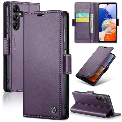 For Samsung Galaxy A14 4G/5G CaseMe 023 Butterfly Buckle Litchi Texture RFID Anti-theft Leather Phone Case(Pearly Purple) - Galaxy Phone Cases by CaseMe | Online Shopping South Africa | PMC Jewellery | Buy Now Pay Later Mobicred