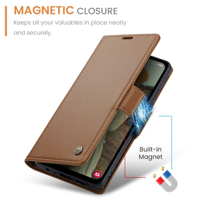 For Samsung Galaxy A15 4G/5G CaseMe 023 Butterfly Buckle Litchi Texture RFID Anti-theft Leather Phone Case(Brown) - Galaxy Phone Cases by CaseMe | Online Shopping South Africa | PMC Jewellery | Buy Now Pay Later Mobicred