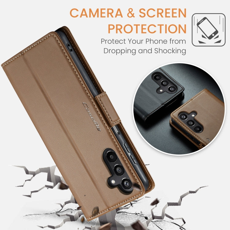 For Samsung Galaxy A15 4G/5G CaseMe 023 Butterfly Buckle Litchi Texture RFID Anti-theft Leather Phone Case(Brown) - Galaxy Phone Cases by CaseMe | Online Shopping South Africa | PMC Jewellery | Buy Now Pay Later Mobicred