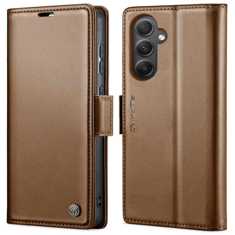 For Samsung Galaxy A55 CaseMe 023 Butterfly Buckle Litchi Texture RFID Anti-theft Leather Phone Case(Brown) - Galaxy Phone Cases by CaseMe | Online Shopping South Africa | PMC Jewellery | Buy Now Pay Later Mobicred