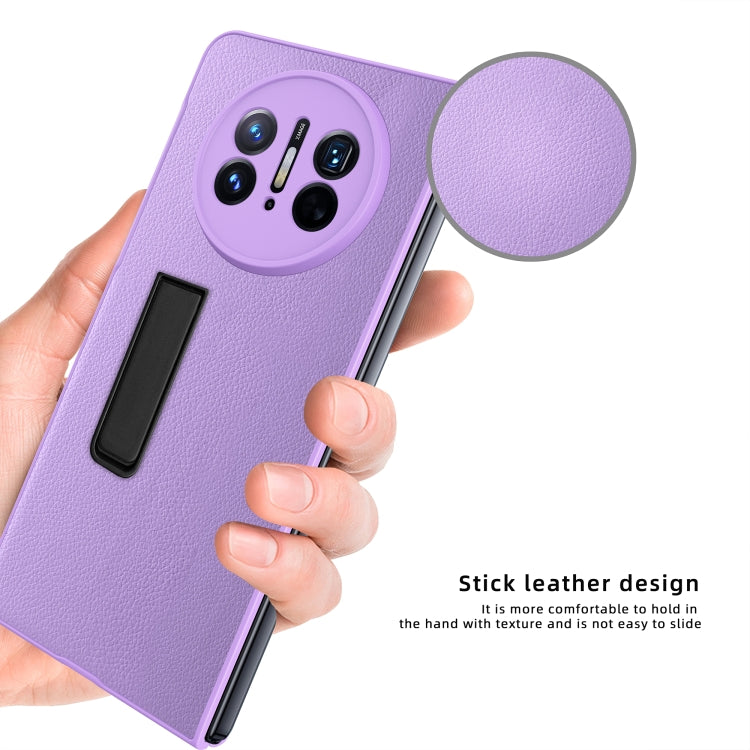 For Huawei Mate X3 Litchi Texture Integrated Shockproof Phone Case with Holder(Purple) - Huawei Cases by PMC TechLife | Online Shopping South Africa | PMC TechLife | Buy Now Pay Later Mobicred