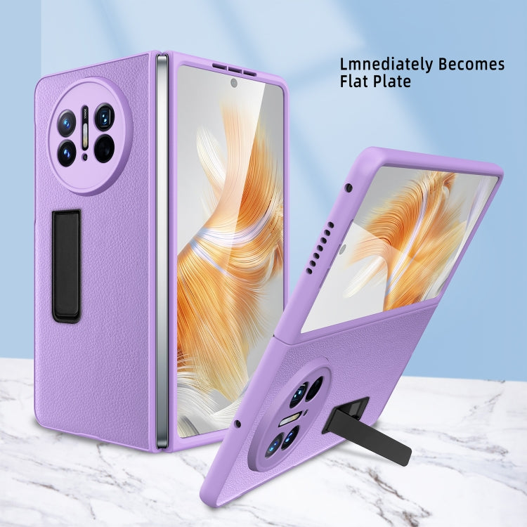 For Huawei Mate X3 Litchi Texture Integrated Shockproof Phone Case with Holder(Purple) - Huawei Cases by PMC TechLife | Online Shopping South Africa | PMC TechLife | Buy Now Pay Later Mobicred